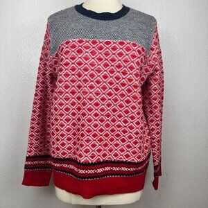 Joe Fresh Women's Red Knit Christmas Holiday Sweater Wool Blend Size XL